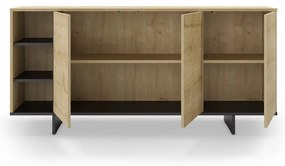 Cassettiera bassa in rovere decorato in colore naturale 170x80 cm Cequoia - Marckeric