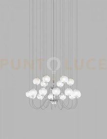 Puppet sospensione 18p bianco sfumato cromo lucido 18 luci attacco g9