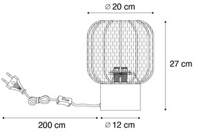 Lampada da tavolo Japandi oro con paralume beige - Pluni