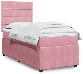 Giroletto A Molle Con Materasso Rosa 100x200 Cm İn Velluto /