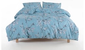Set copripiumino e federa blu in cotone renforcé per letto singolo 140x200 cm Blue Floral – Mila Home Luxury