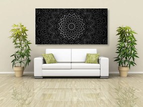 Quadro su tela – Mandala vintage in stile indiano in bianco e nero