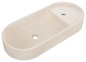 Lavabo da appoggio ALBA HOMESIGHT ovale piletta non inclusa in calcestruzzo L 80 x H 12 x P 36.8 cm beige piletta non inclusa