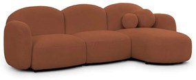 Divano angolare color terracotta (con penisola a destra/con chaise lounge) con rivestimento in bouclé Orbit – Ropez