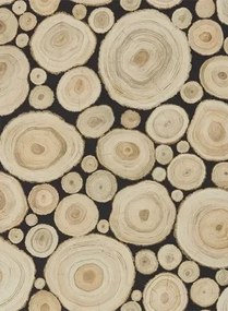 Holzscheiben Tapete Alnwick Logs von Sanderson - Black