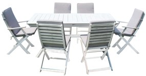 CAESAR - set tavolo in legno massiccio di acacia con 4 sedie e 2 poltrone Sortis
