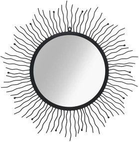 Specchio da Parete con Cornice a Raggiera 80 cm Nero