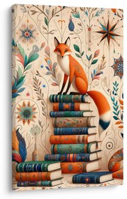 Quadro su tela – Volpi e biblioteca magica