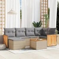 Set Divani da Giardino 7 pz con Cuscini Beige in Polyrattan 3260267