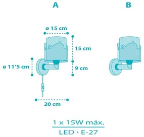 Dalber 61179T - Applique per bambini WHALE DREAMS 1xE27/15W/230V blu