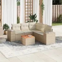 Set Divano da Giardino 6 pz con Cuscini Beige in Polyrattan 3225442