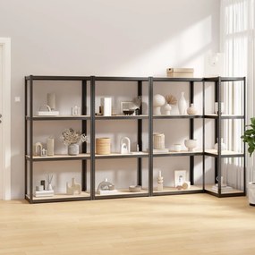 Mensole 4 Ripiani 4pz Antracite İn Acciaio E Legno Multistrato /