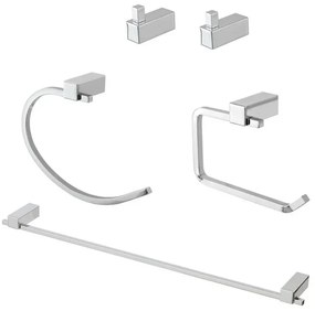 Set accessori a muro 5 pezzi in acciaio cromato e viti incluse Unica