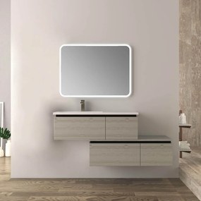 Mobile da bagno 140 cm sospeso moderno rovere sbiancato Slide