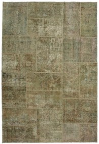 Patchwork Tappeto orientale 190x280 Verde (Pakistan) Annodato A Mano