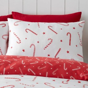 Biancheria da letto estesa rossa e bianca per letto matrimoniale 230x220 cm Candy Cane - Catherine Lansfield