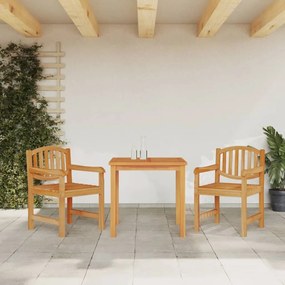 Set Da Pranzo Per Giardino 3 Pz İn Legno Massello Di Teak /