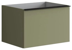 Mobile da bagno sotto lavabo Pixel plain laccato opaco verde salvia e maniglia alluminio nero laccato opaco L 60 x H 40 x P 45.5 cm 2 cassetti, lavabo non incluso