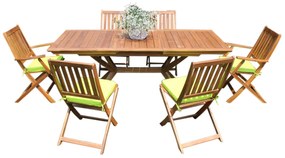 CAESAR - set tavolo in legno massiccio di acacia cm 150/200 x 90 x 78 h con 4 sedie e 2 poltrone Dresda