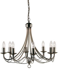 Lampadario Industrial-Nordico Maypole Acciaio Ottone 8 Luci E14