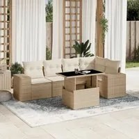 Set Divano da Giardino 6 pz con Cuscini Beige in Polyrattan 3269148