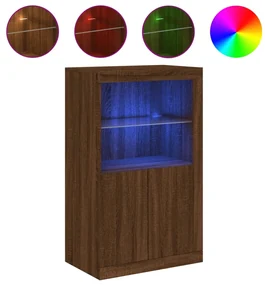 Armadietto con luci led rovere marrone in legno multistrato