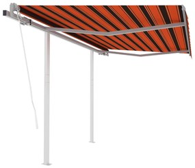 Tenda Da Sole Retrattile Automatica Pali 3x2,5m Arancio Marrone /