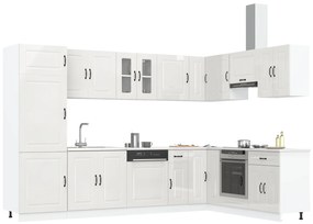 Mobiletto da cucina  &quot;&quot;kalmar&quot;&quot; con doppi lavabi in legno ingegnerizzato bianco lucido