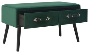 Panca con cassetti 80 cm verde in velluto