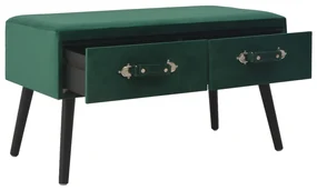 Panca con cassetti 80 cm verde in velluto