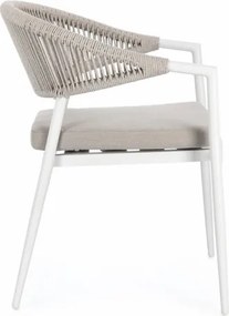 Sedia Da Esterno Impilabile Con Braccioli In Alluminio E Corda Millor Bianco JA61 Bizzotto