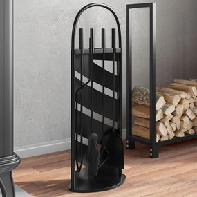 Set Attrezzi Per Caminetto 5 Pz 23x15x66 Cm İn Acciaio /