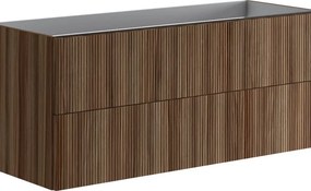 Mobile da bagno sospeso sotto lavabo Opera 2 cassetti ideale per doppia vasca L119.5 x H50 x P45.5cm frassino scuro