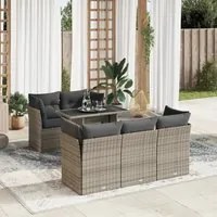 Set Divano da Giardino 6 pz con Cuscini Grigio in Polyrattan 3326101