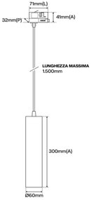 Faro LED a Sospensione per Binario Trifase GU10 - Nero 15m