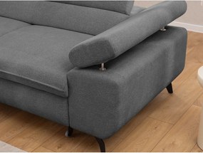 Divano angolare grigio (con penisola a sinistra/a L) con rivestimento in ciniglia Marbeya – Ropez