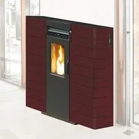 Stufa a Pellet Ad Aria 9,7 Kw 225 M3 Canalizzabile King Slim 10 Bordeaux