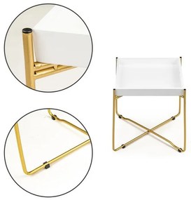 Elegante tavolino bianco con gambe dorate