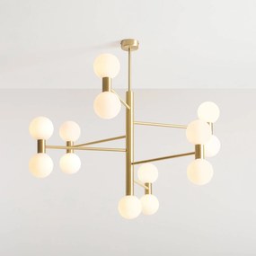 ALDEX Lampada a sospensione Flare, 13 luci, ottone/bianco opalino, vetro
