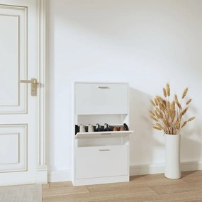Scarpiera Bianco Lucido 59x17x108 Cm İn Legno Multistrato /
