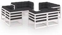 Set Divani da Giardino 8 pz con Cuscini Legno Massello Pino 3076335