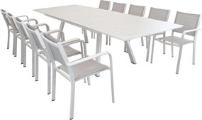 SPLENDOR - set tavolo in alluminio cm 200/300 x 110 x 75 h con 10 poltrone Splendor
