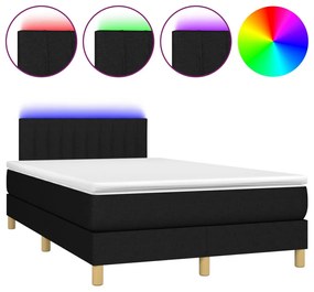 Letto a Molle con Materasso e LED Nero 120x190 cm in Tessuto