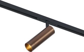 Sistema di illuminazione a binario moderno con 6 faretti e 4 luci a sospensione Easylift bronzo scuro monofase - Slimline Uzzy Tira