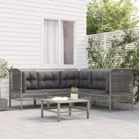 Set Divani da Giardino 5 pz con Cuscini in Polyrattan Grigio 319666