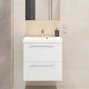 Mobile sottolavabo e lavabo Remix New per vasca centrale bianco lucido L 60 x H 57.7 x P 33 cm 2 cassetti