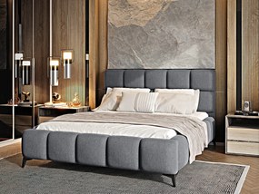 Letto matrimoniale con box contenitore California - 180 x 200 cm , Tessuto grigio