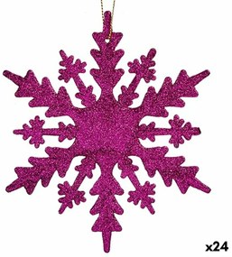 Decorazione Natalizia Fiocchi di neve Fucsia Plastica Porporina 15 x 15 x 0,2 cm (24 Unità)