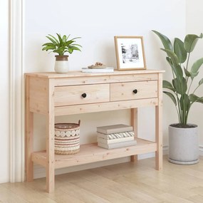Tavolo Consolle 100x35x75 Cm İn Legno Massello Di Pino /