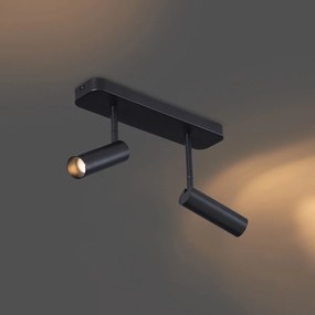 Faretto da soffitto arrotondato nero GU10 35mm 2 luci orientabile e inclinabile - Kate